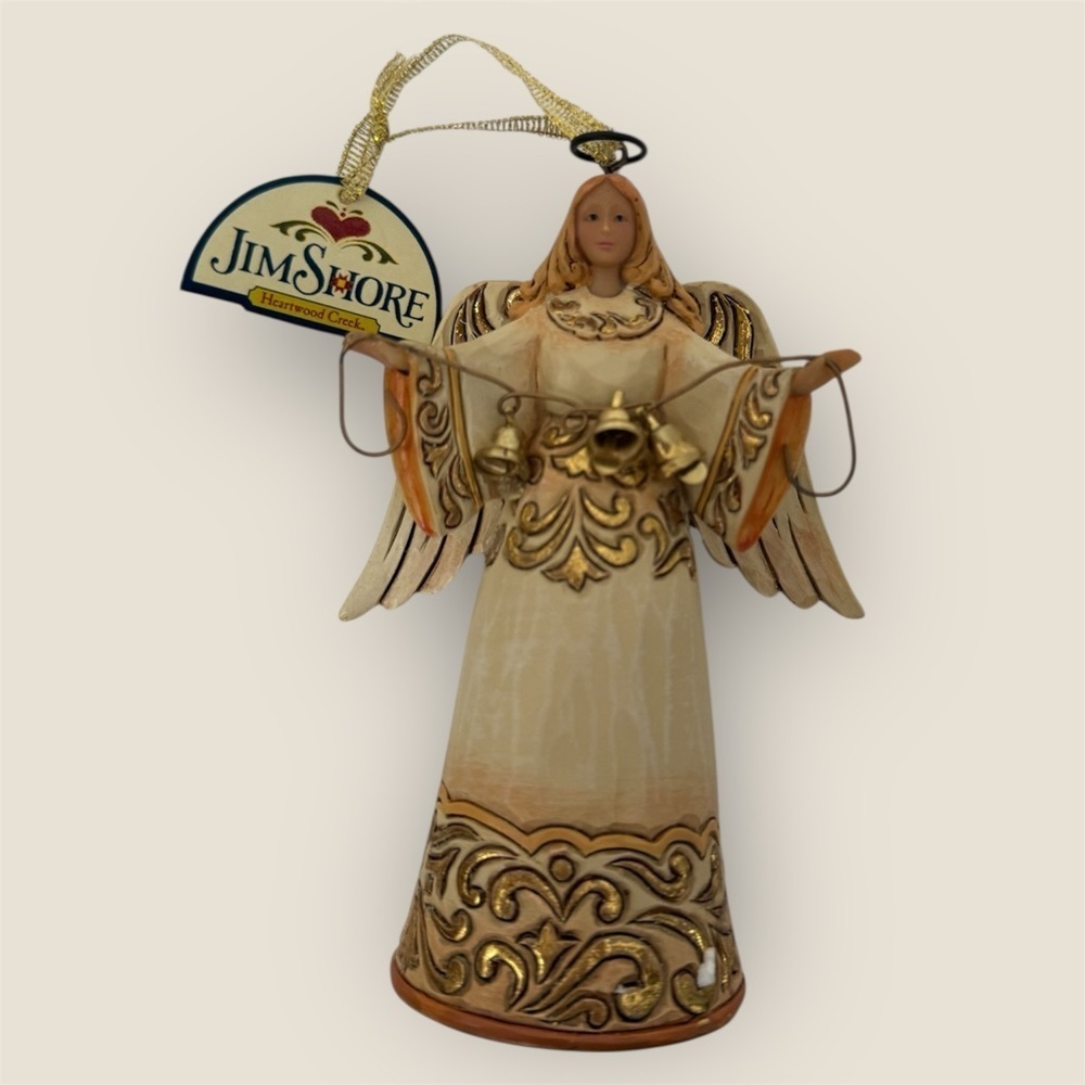 Jim Shore Heartwood Creek Ivory and Gold Angel ornament 2013 includes Box